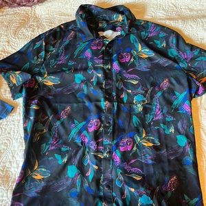 XL Men’s Polyester Casual Button Down Floral Shirt